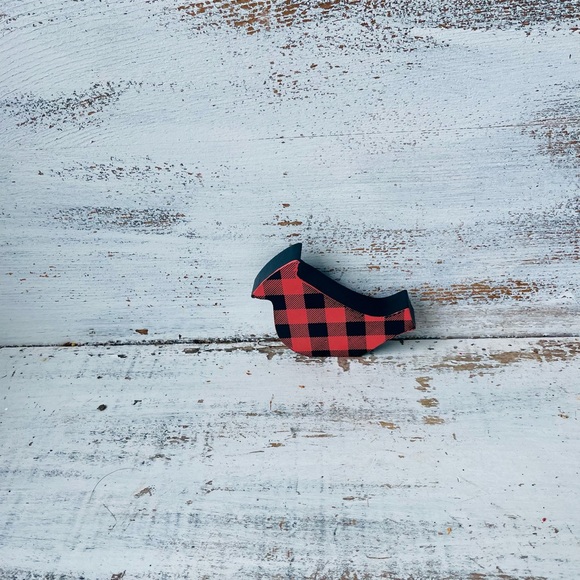 *Red & Black Buffalo Check Cardinal Shelf Sitter - Picture 11 of 11